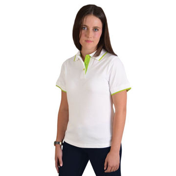 Picture of Ladies Trendy Polo - White/lime - While Stocks Last