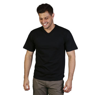 Picture of 170g Combed Cotton V-neck T-shirt - Black - While Stocks Last