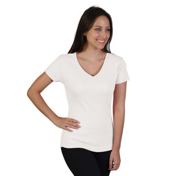 Picture of Ladies V-neck T-shirt - White -End Of Range
