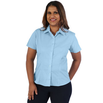 Picture of Ladies Classic Woven Shirt Short Sleeve - Blue Sky - While Stocks Last