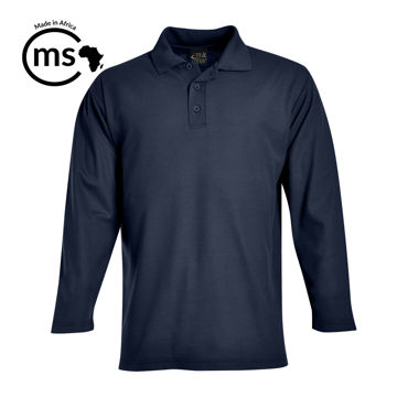 Picture of Long Sleeve Pique Knit Polo - Cadet blue - while stocks last