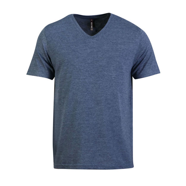 Picture of 140g Urban Lifestyle V-Neck T-Shirt  - Ash Navy Melange - End Of Range
