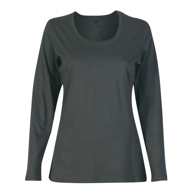 Picture of Ladies 150g Fashion Fit T-Shirt - long sleeve - Charcoal - End Of Range