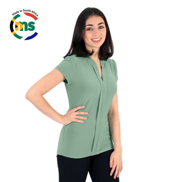 Picture of Emma  Blouse - Short Sleeve - End Of Range - Sage Green