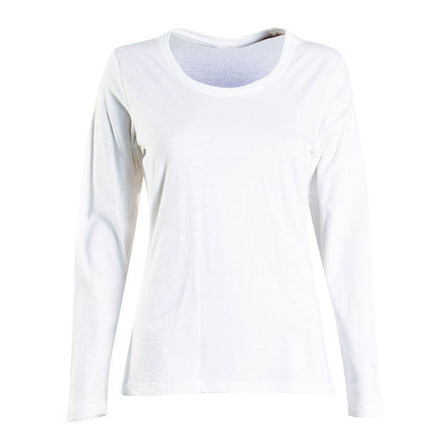 Picture of 150gsm Ladies’ Fashion Fit T-Shirt - long sleeve -White - End Of Range