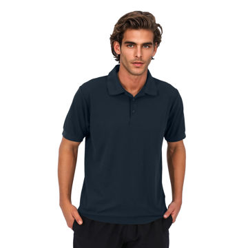 Model in navy size medium